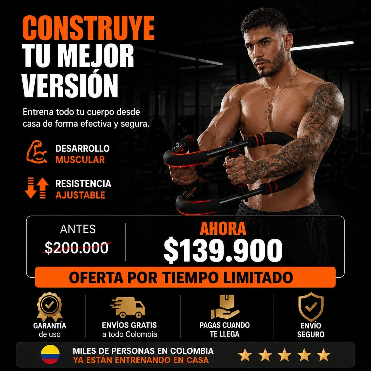 Barra Multifuncional Gimnasio en Casa